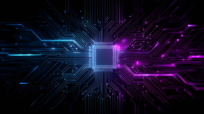 电路板设计蓝色紫色科技感-图片