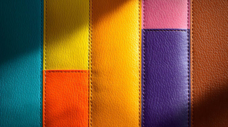 彩色皮革拼接纹理-图片