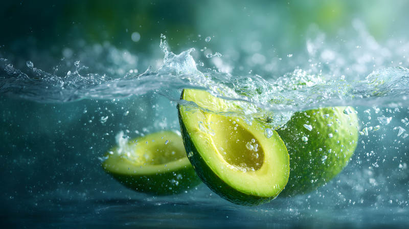 牛油果水中激起水花-图片