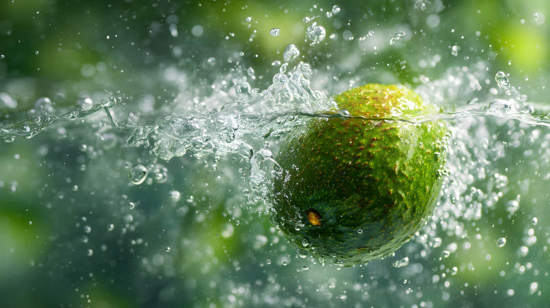 牛油果水中漂浮-图片