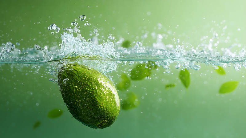 牛油果水中飞溅-图片