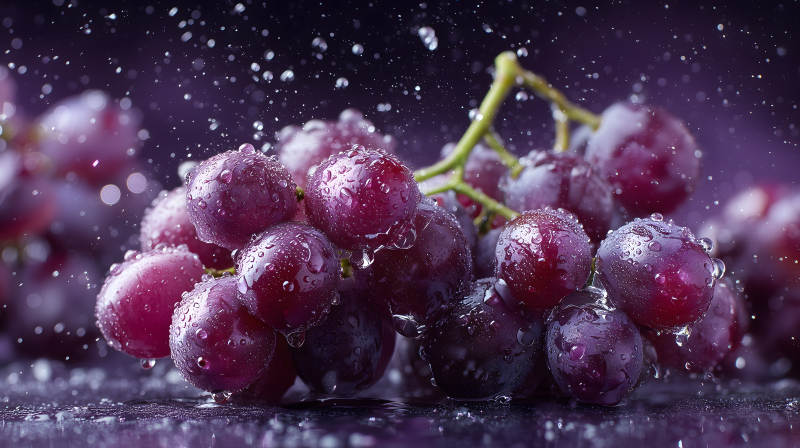紫葡萄淋雨水珠-图片