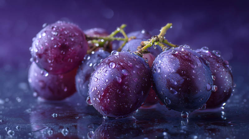 紫葡萄特写晶莹剔透-图片