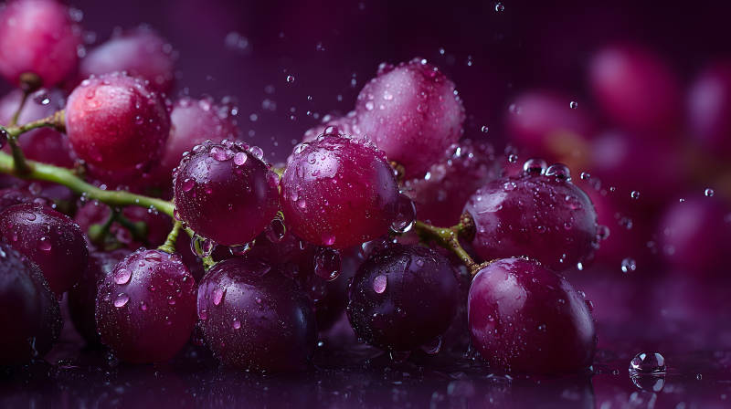 晶莹剔透的红葡萄特写-图片