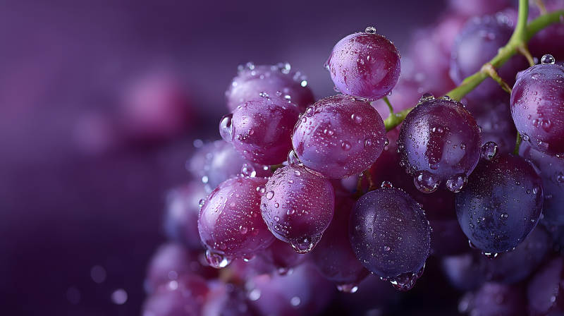 紫葡萄特写水珠晶莹剔透-图片