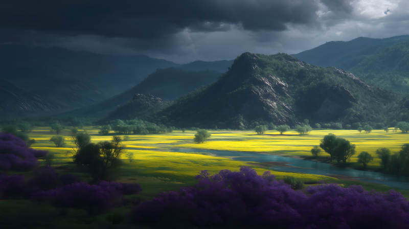 山水田園風光景色壯麗-圖片