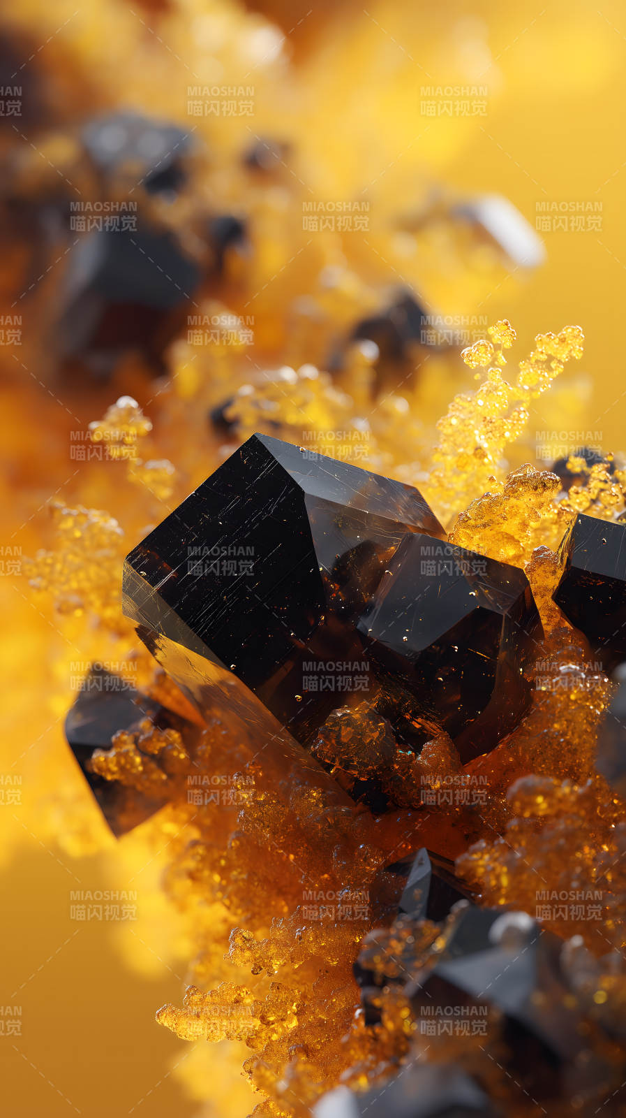 黑色晶體與琥珀色紋理圖片