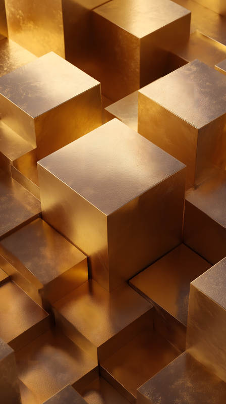 金色方塊抽象組合-圖片