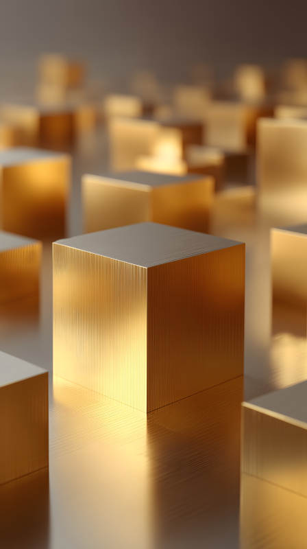 金色方塊的藝術構圖-圖片