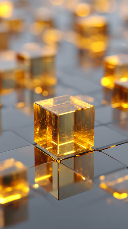 金色立方體集合-圖片