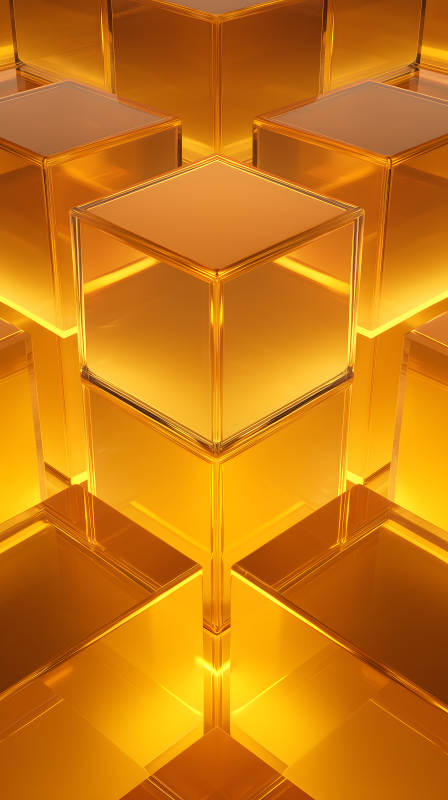 金色立方体堆叠光影-图片