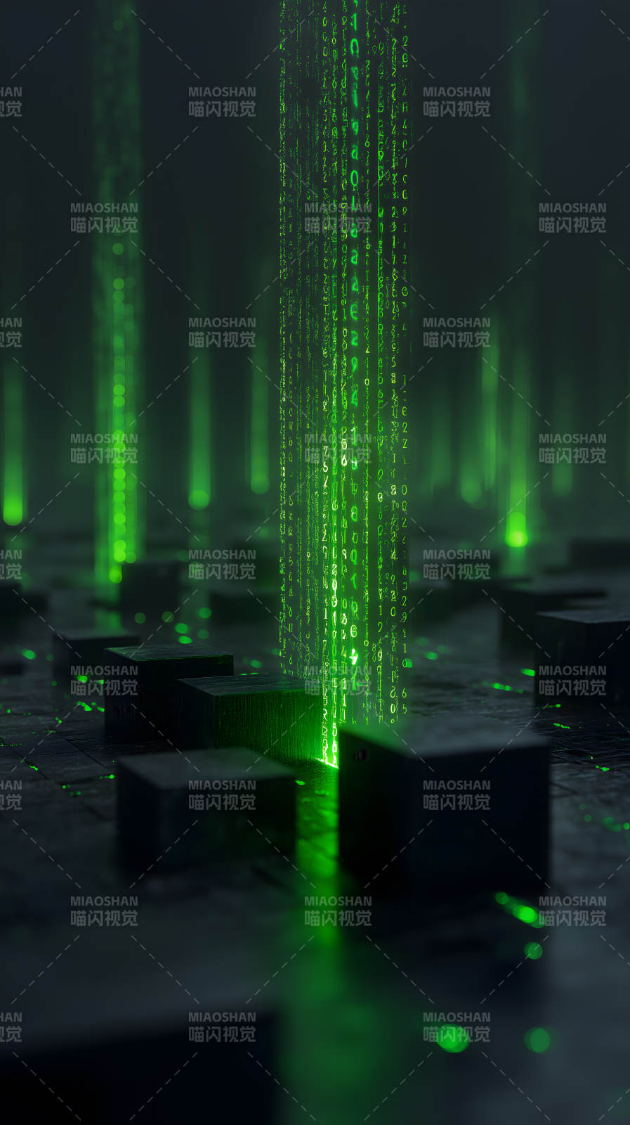 数字代码矩阵方块科技感-图片