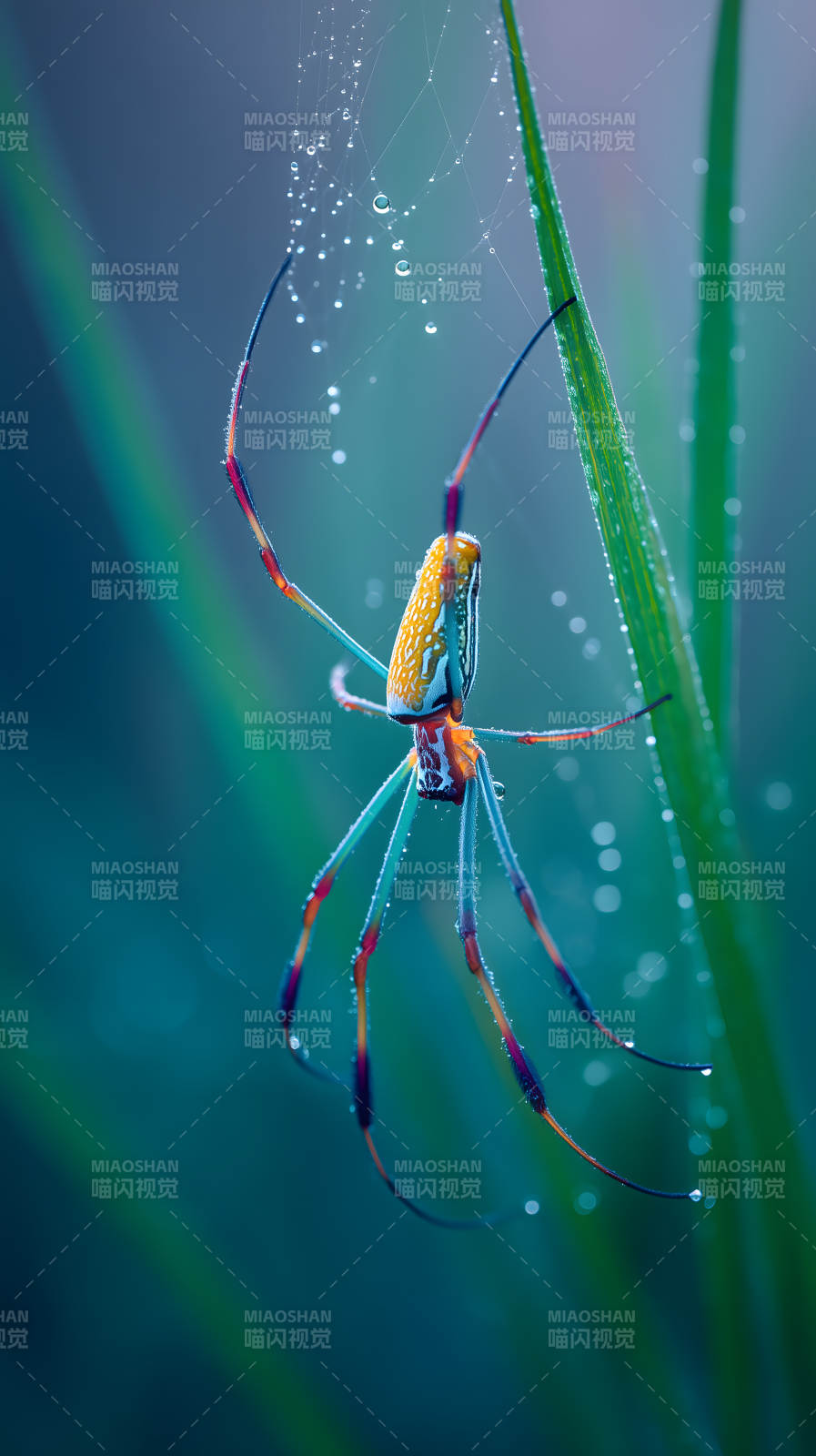 蜘蛛網上的美麗蜘蛛-圖片