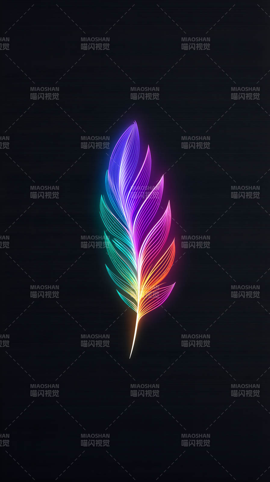 霓虹羽毛黑夜發光-圖片