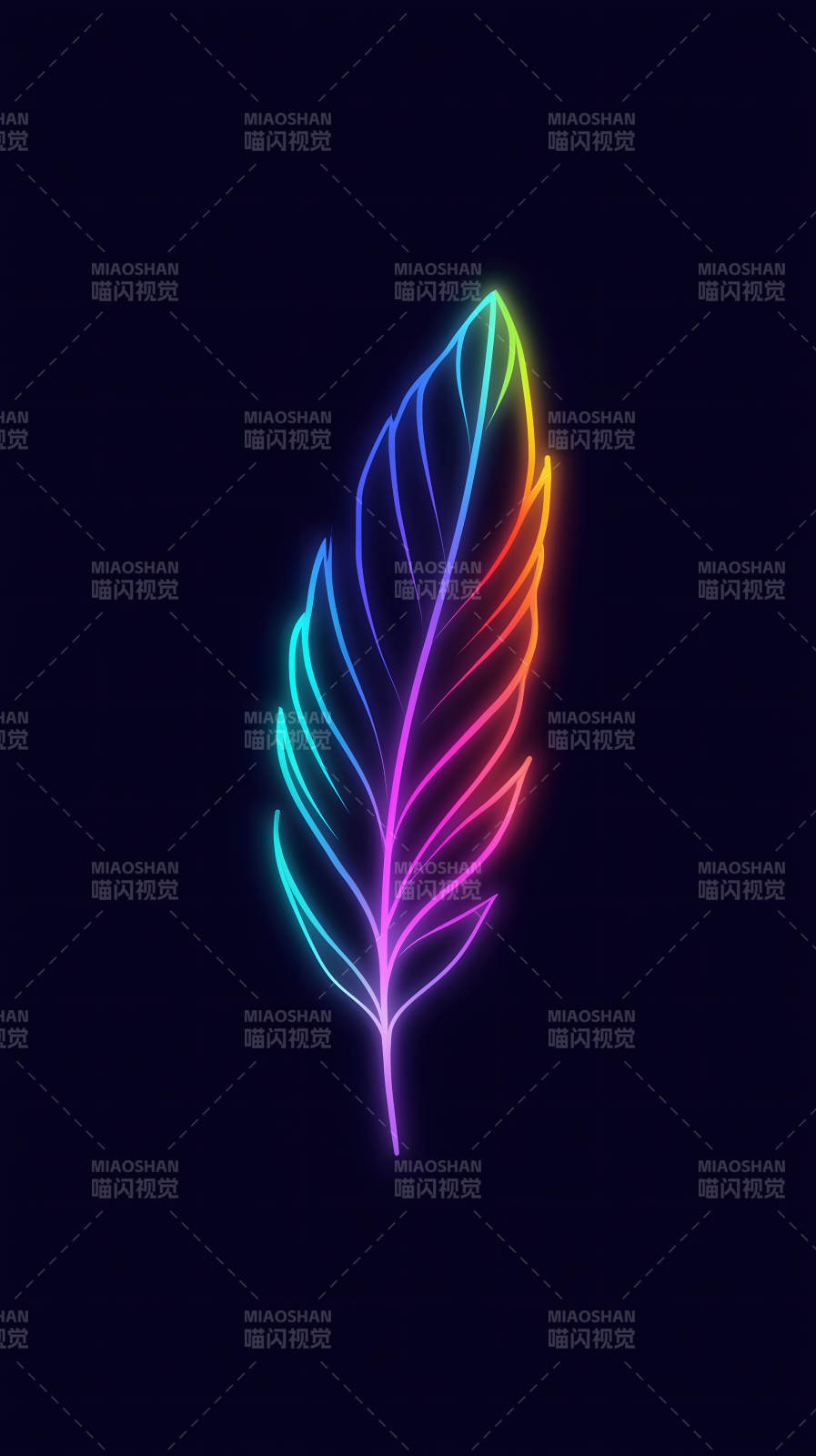 霓虹羽毛黑色背景-圖片