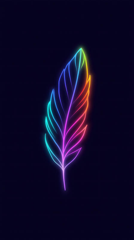 霓虹羽毛黑色背景-圖片