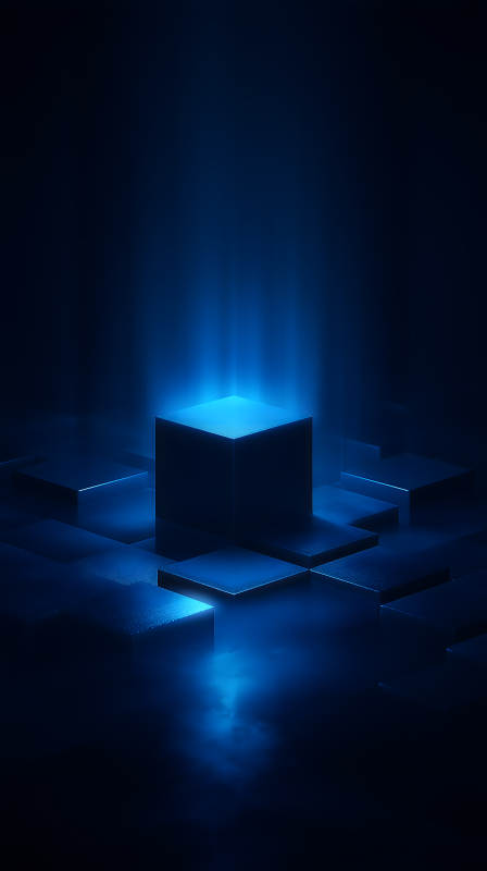 藍(lán)色光芒立方體場(chǎng)景-圖片