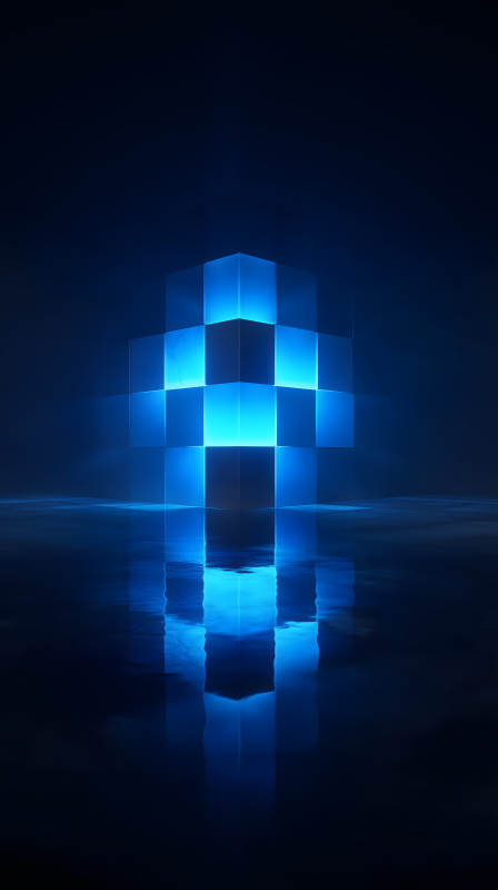 藍(lán)色立方體光影反射-圖片