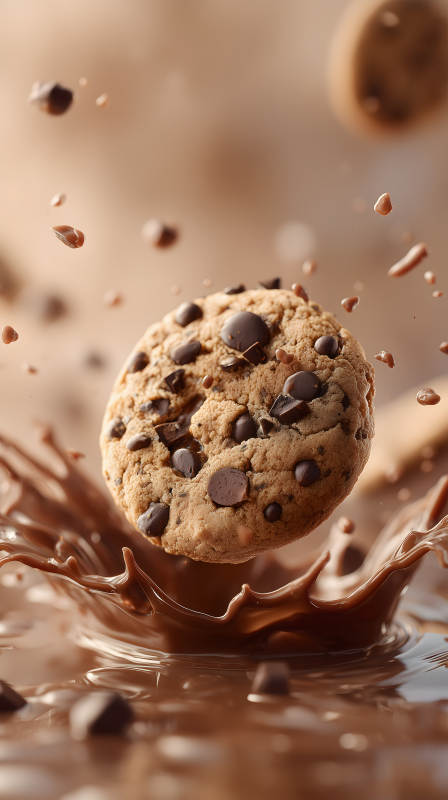 巧克力餅干飛濺-圖片