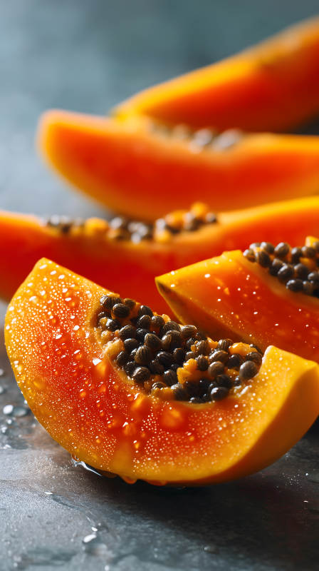 鲜美多汁的木瓜特写-图片