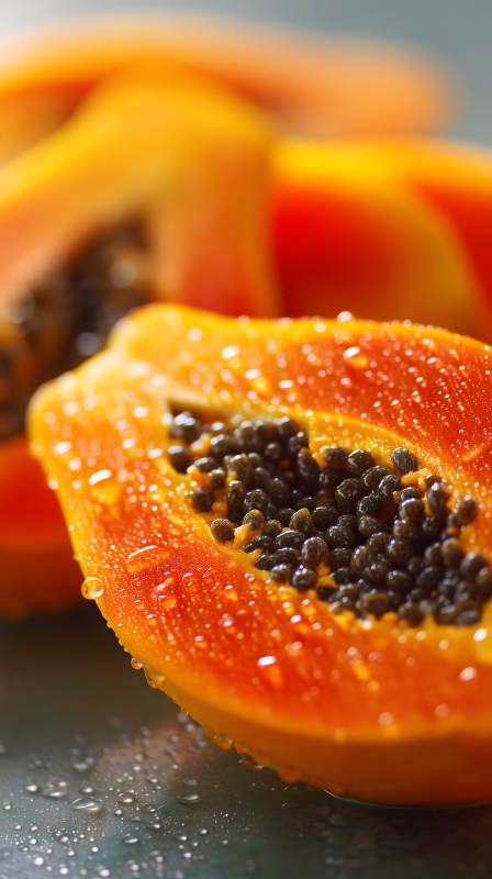 新鮮多汁的木瓜特寫-圖片