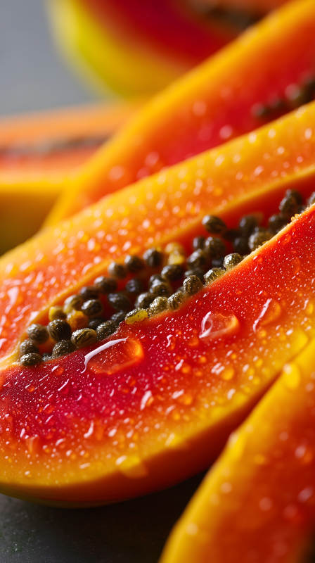 鮮美多汁的木瓜特寫-圖片