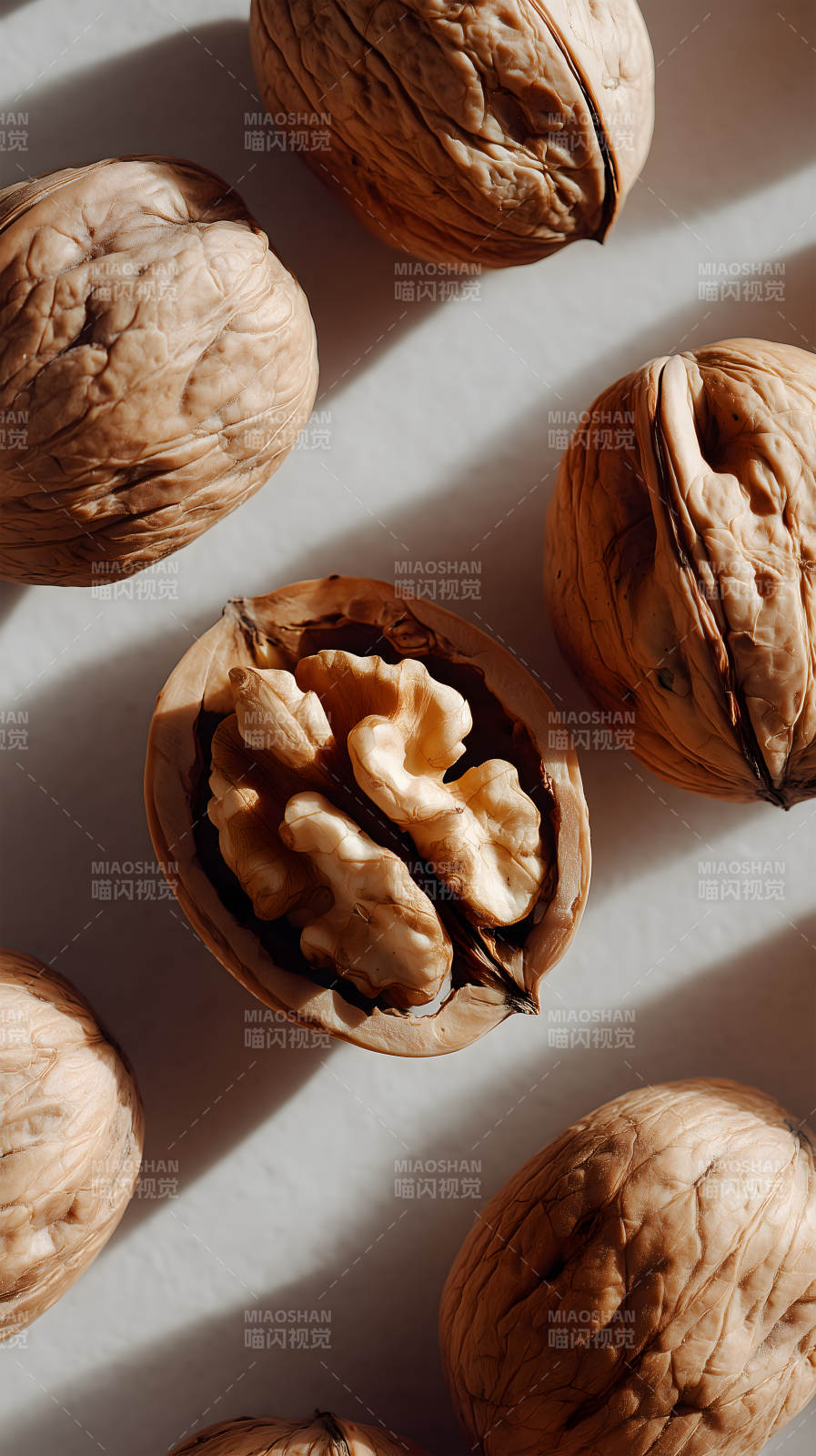 核桃特寫紋理光影-圖片