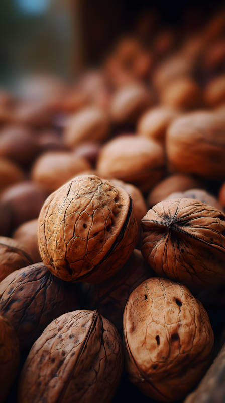 堆滿的核桃特寫-圖片