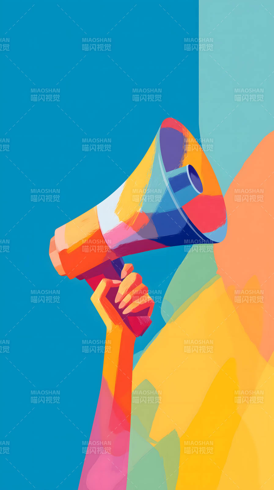 舉起擴音器吶喊-圖片