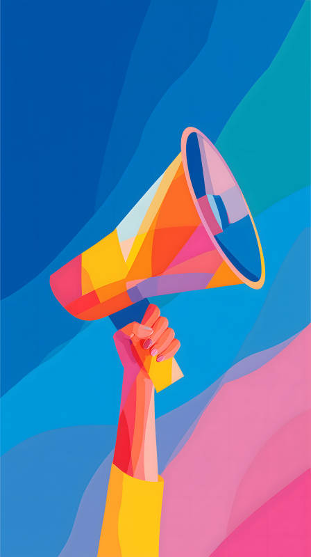 舉起擴音器吶喊-圖片