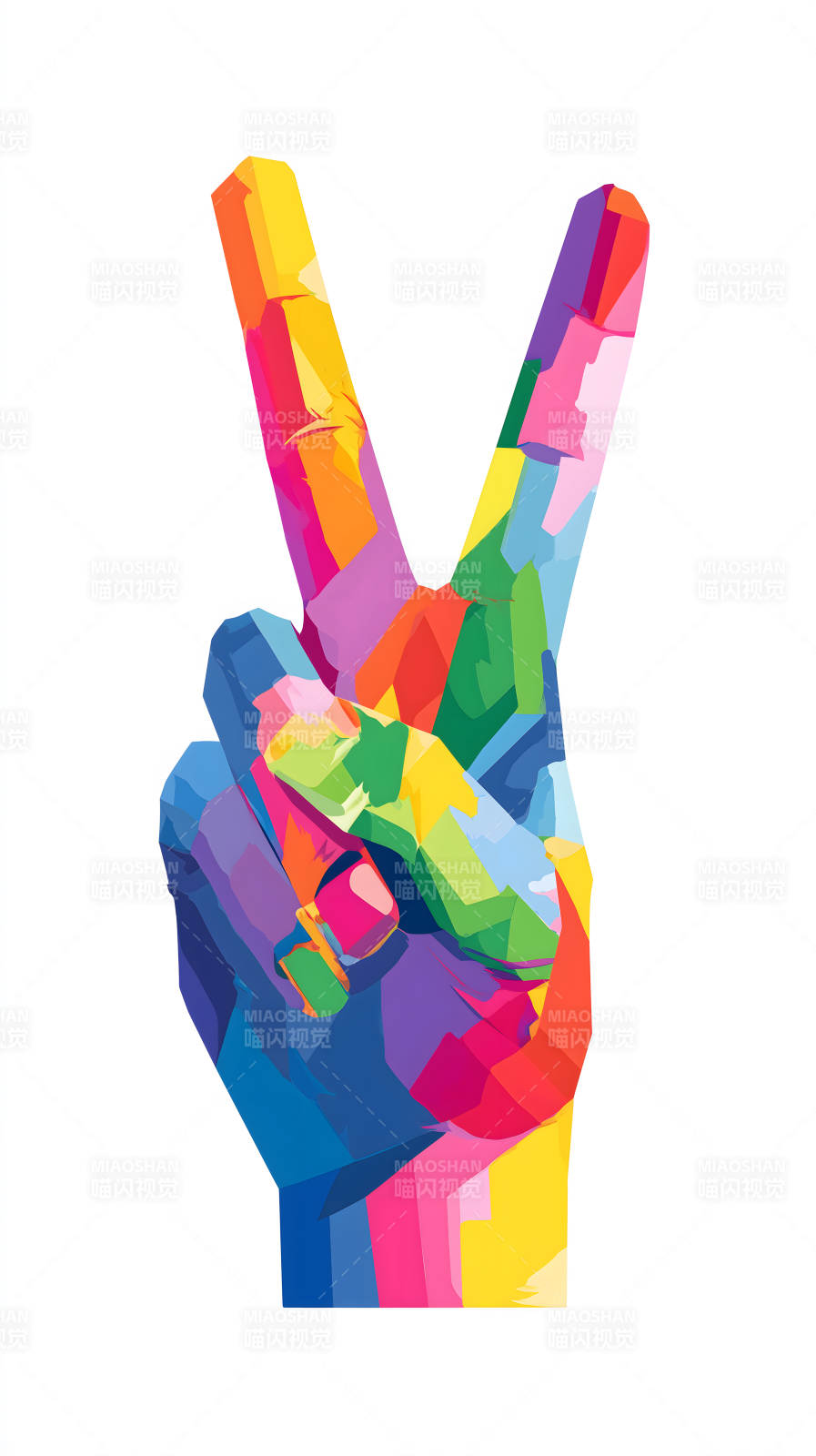 彩色手勢比和平-圖片