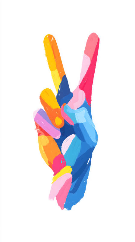 彩色手勢比V-圖片