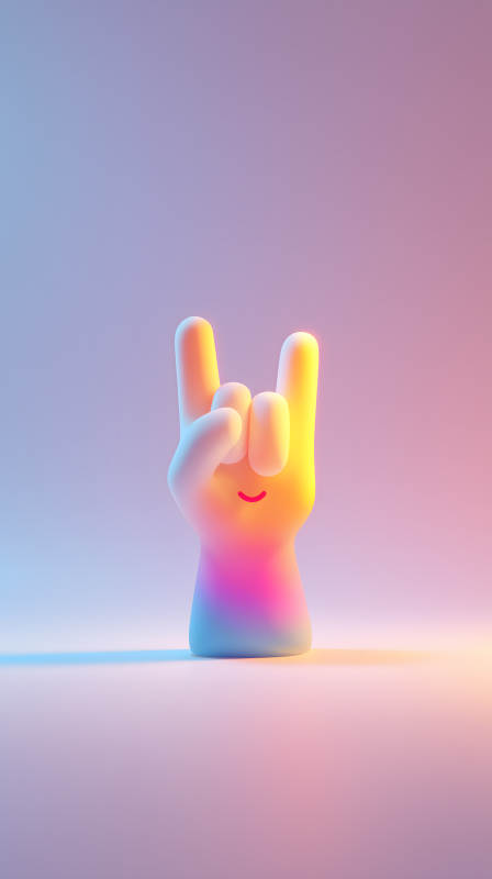 手勢玩偶彩虹光影-圖片