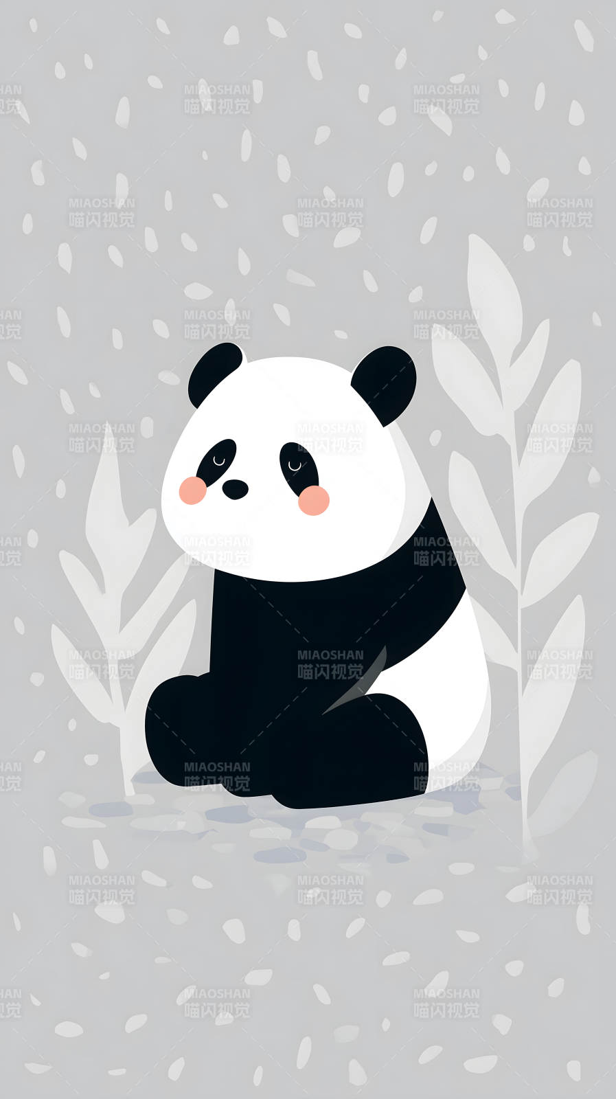 熊貓可愛灰底圖-圖片