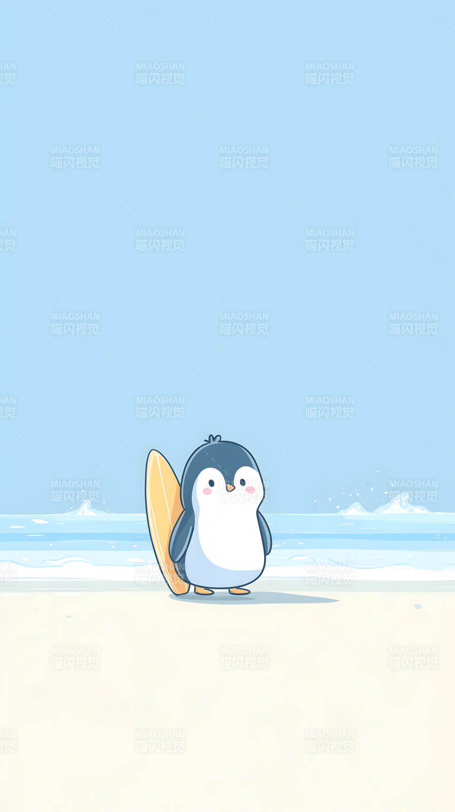 企鵝沖浪海灘-圖片