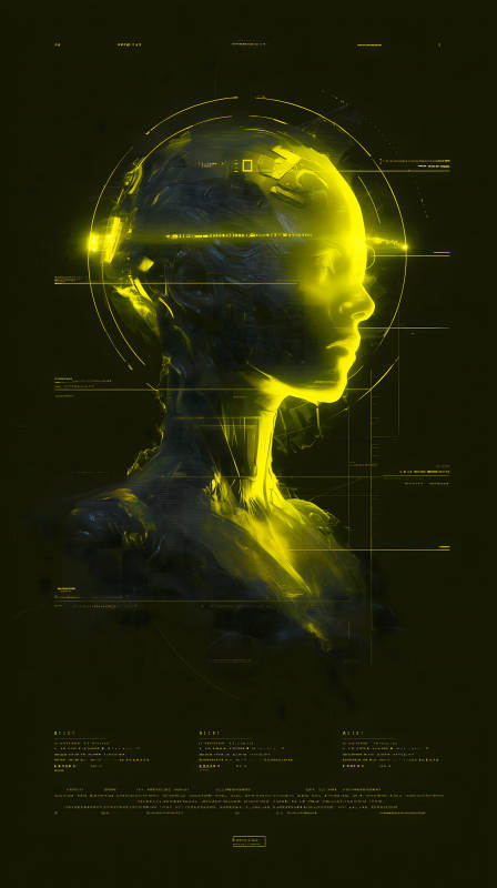 科技人像側臉發光-圖片