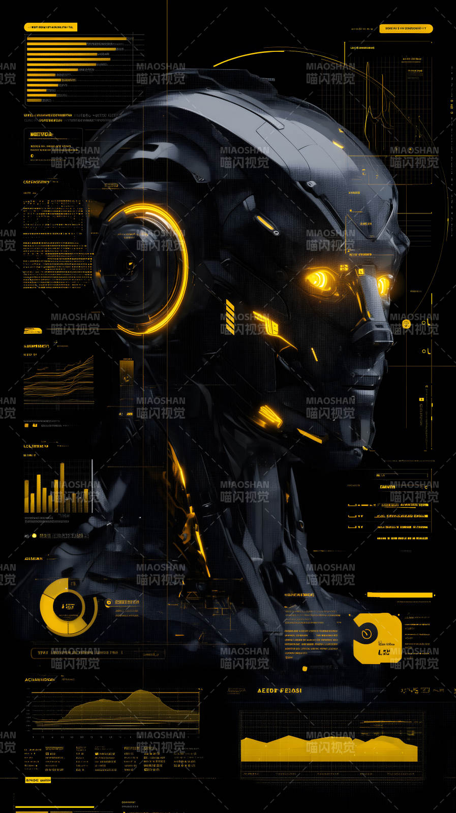 赛博朋克机械人头图像-图片