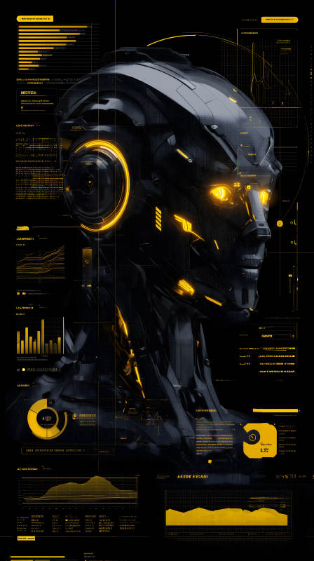 赛博朋克机械人头图像-图片