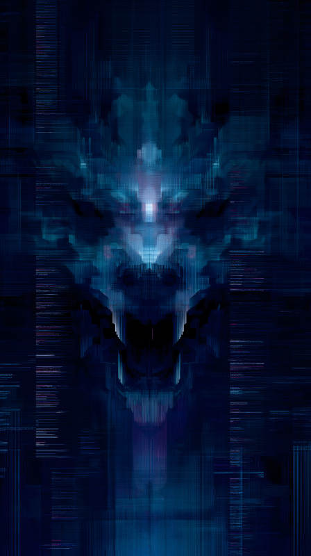 藍色抽象動物頭像-圖片