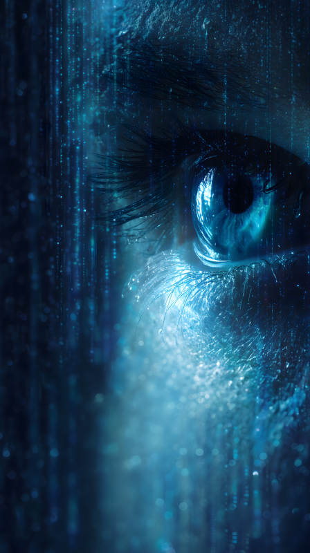 藍色眼睛與代碼-圖片