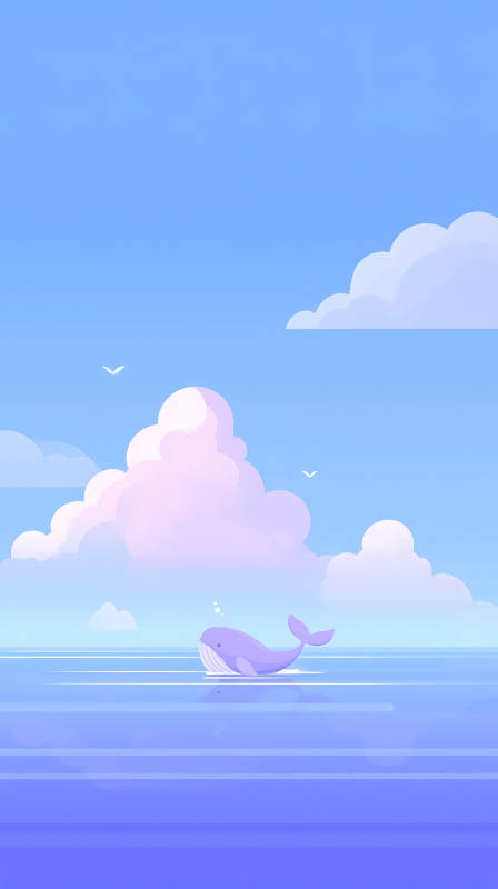 鯨魚浮現海面天空-圖片