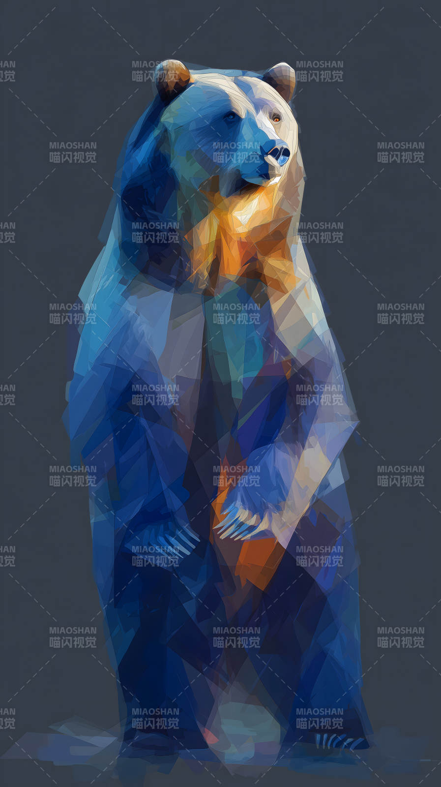 蓝调熊立姿-图片