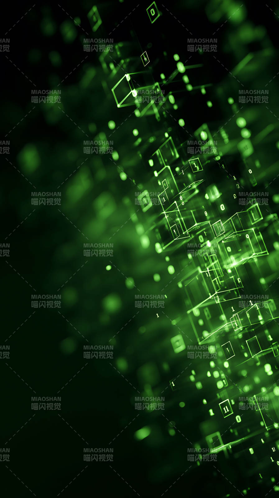 绿色数据流科技感壁纸-图片