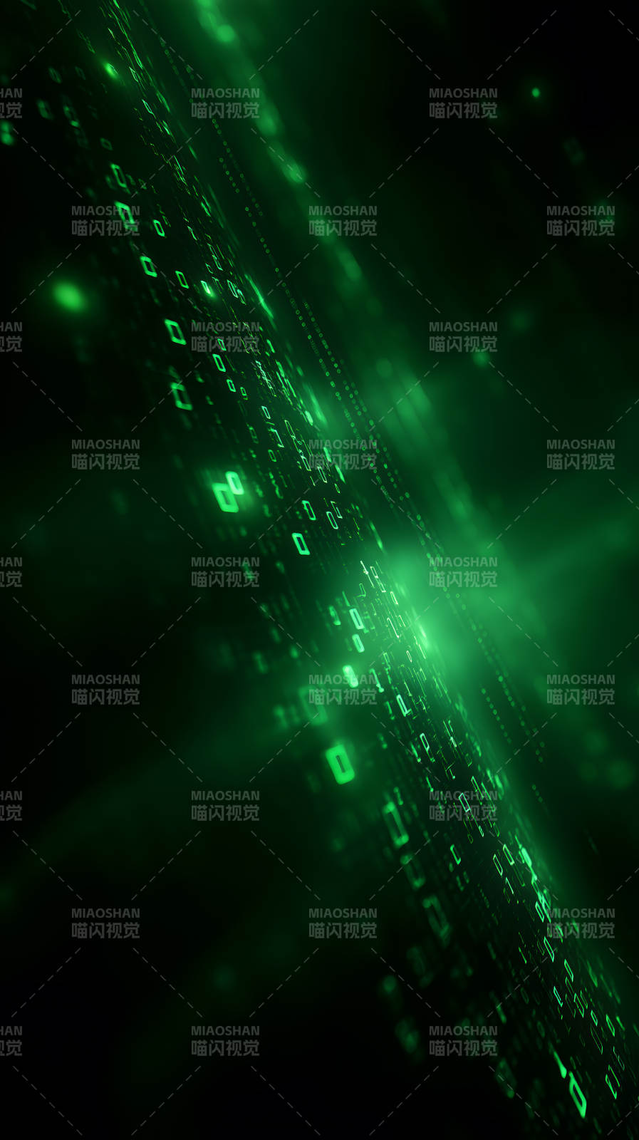 绿色二进制数据流涌动-图片