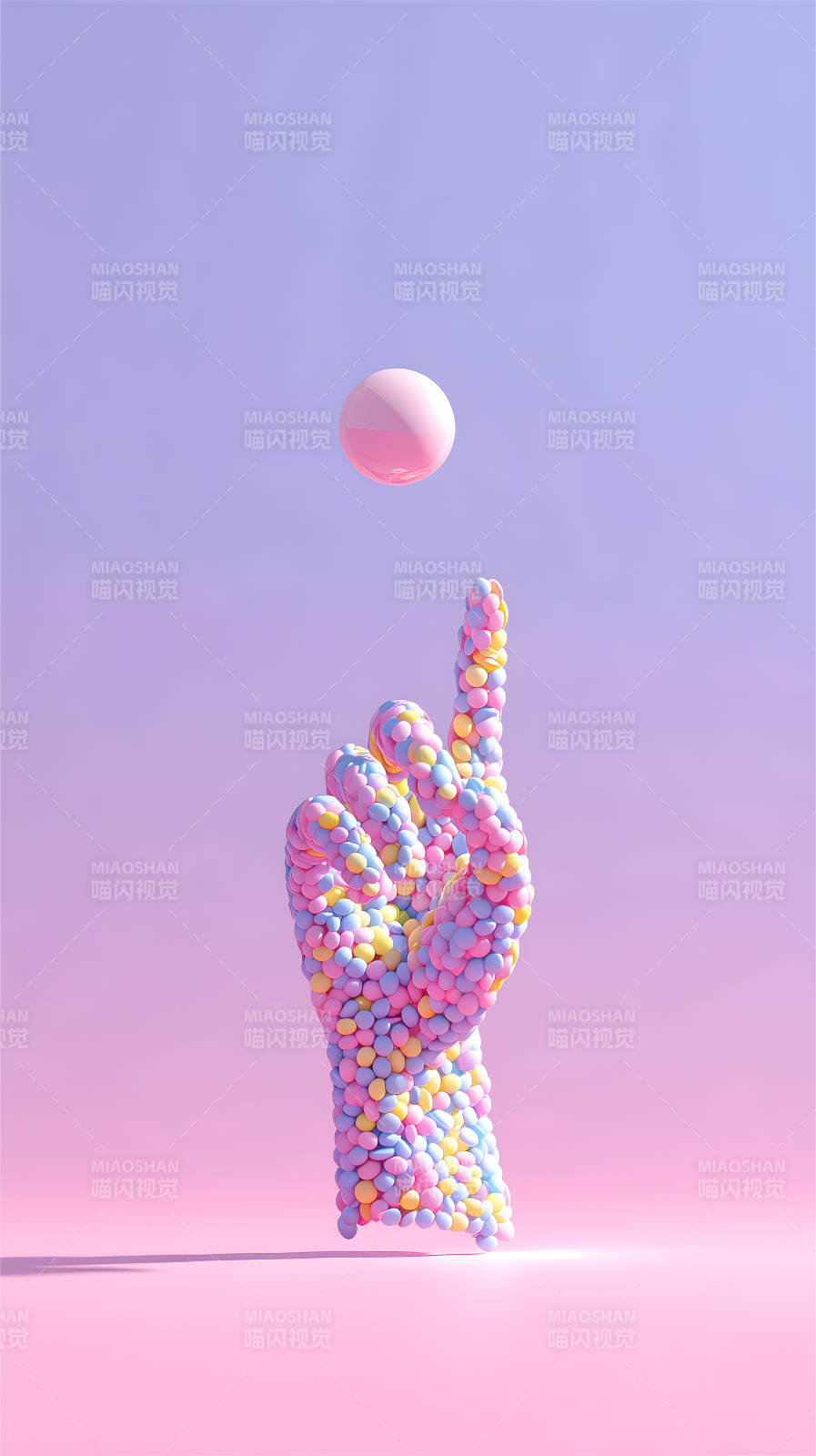 手勢指向粉色球體-圖片