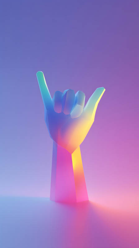 幾何手勢霓虹光影-圖片