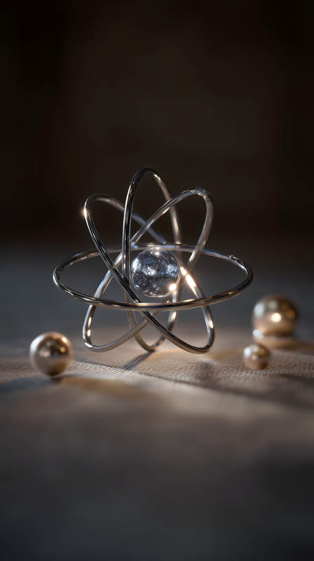 金屬原子模型特寫-圖片