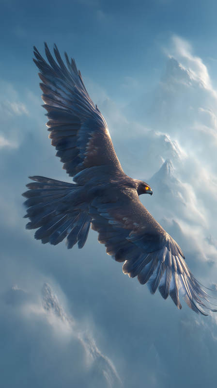 雄鷹翱翔云海之間-圖片