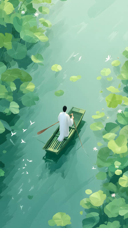 水上舟行意境幽遠-圖片