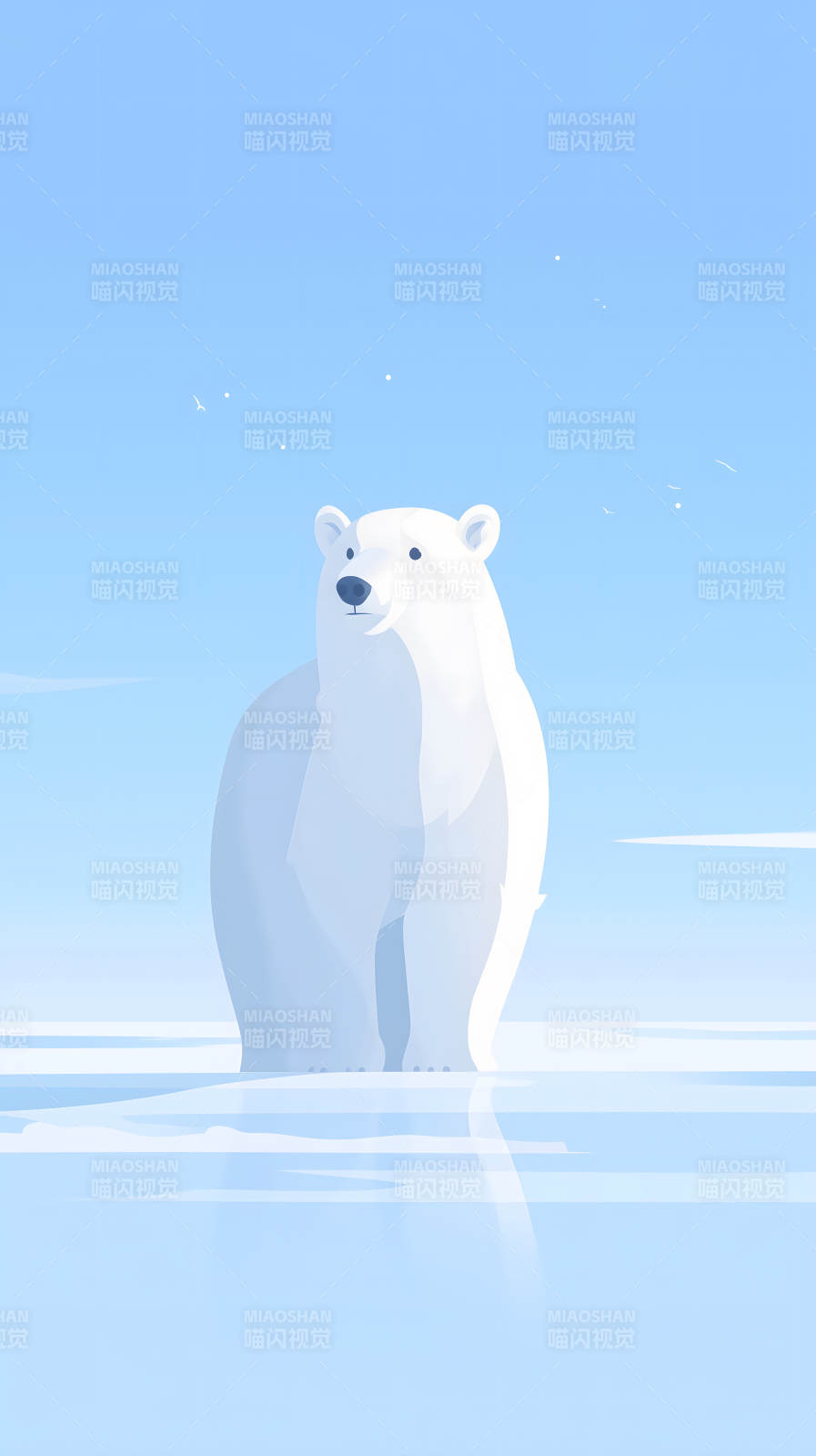 北極熊冰面簡約風(fēng)格-圖片